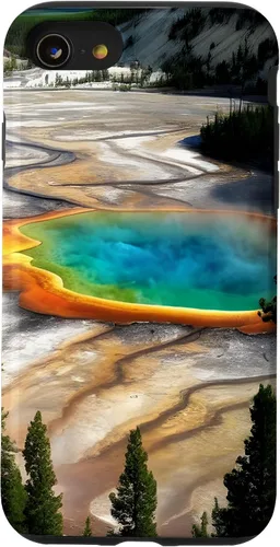 Vista 18 de Funda de vacaciones de verano para iPhone 16 Yellowstone National Park Rainbow geysers