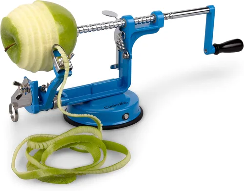 Vista 6 de Pelador y Descorazonador de Manzanas - Hierro Fundido Cromado Duradero y de Servicio Pesado con Potente Succión para Encimera, Manivela Manual