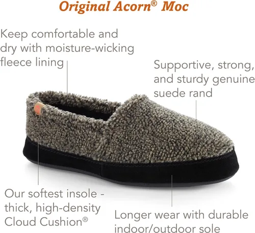 Vista 2 de Acorn Men's Slippers with Memory Foam Insole Suede Sidewall and Rubber Outsole