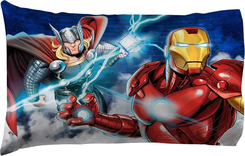 Vista 6 de Marvel Avengers Blue Circle - Juego de ropa de cama individual de 4 piezas, incluye edredón reversible y juego de sábanas, poliéster súper suave Los