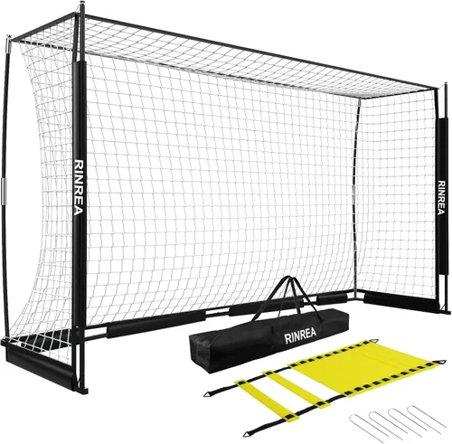 Vista 7 de RINREA Portería de fútbol portátil, red de portería de fútbol plegable con base metálica, equipo de entrenamiento de fútbol de montaje rápido con 1