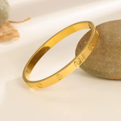 Vista 7 de YUFANHY Brazalete de acero inoxidable chapado en oro de 18 quilates para mujeres y niñas, regalos novedosos para mujeres y mujeres, pulsera