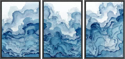 Vista 11 de SIGNWIN Lienzo enmarcado para pared, juego de arte dramático de cielo tormentoso, ilustraciones de paisaje nuboso Moody, arte moderno decorativo