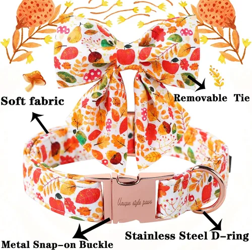 Vista 17 de Unique style paws - Collar para perros con corbatín, collar ajustable para perros y gatos, pequeño, mediano y grande