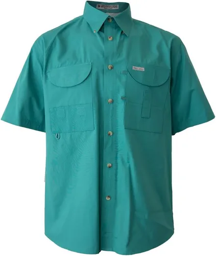 Vista 22 de Camisa de manga corta con botones de pesca para hombre, transpirable, para exteriores, casual, ligera