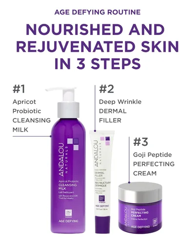 Vista 3 de Andalou Naturals Goji Peptide Perfecting Cream - Hidratante facial que desafía la edad con resveratrol, CoQ10 - Apoya el colágeno de la piel