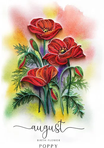 Vista 2 de Tarjeta de Flor de Nacimiento, Tarjeta Floral de Quilling Hecha a Mano para Cumpleaños, Aniversario, Flor de Mes de Nacimiento para Mamá, Mujeres