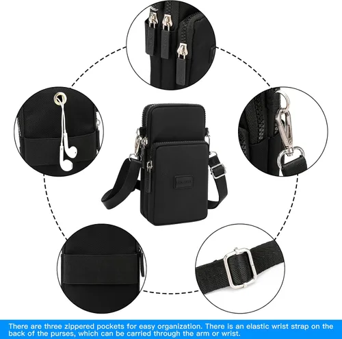 Vista 6 de YINHEXI Bolsos cruzados pequeños para mujer, bolsos cruzados, cartera para teléfono celular, monedero de viaje, bolsa de hombro, Simplicidad