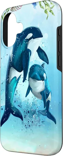 Vista 2 de iPhone 16 Orca Whales Animal Nature Case Men Women Boys Girls Orca Case
