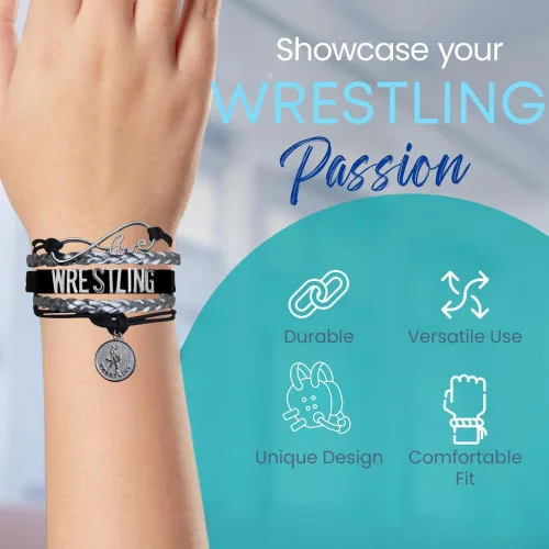 Vista 3 de Pulsera de encanto de lucha libre Sportybella - Joyería de lucha libre - Regalos personalizados deportivos para luchadores, equipos, mamás