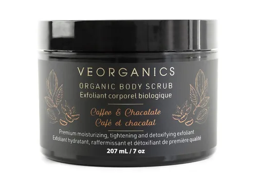 Vista 2 de Exfoliante corporal orgánico de café y chocolate por VeOrganics - Exfoliante hidratante, tensante y desintoxicante prémium