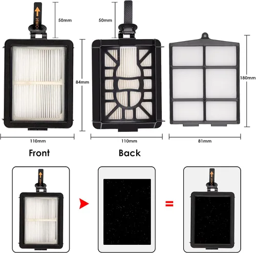 Vista 7 de Paquete de 6 filtros HEPA para Shark RV2820YE, AV2800ZE, AV2810YS, AI AV2501AE AV2501S RV2502AE RV2520AOUS AV2510AOUS AV2511AE RV2610WD RV2610WA, 2