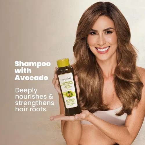 Vista 5 de ANYELUZ Champú hidratante de aguacate, enriquecido con Omega 3, 6, 9 y biotina, repara y protege las fibras capilares dañadas, mejora el brillo