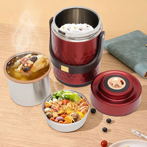 Vista 10 de LOYALHEARTDY Termo de 67 onzas para comida caliente, tarro térmico de alimentos con aislamiento de 3 capas sellado, recipientes de sopa apilables