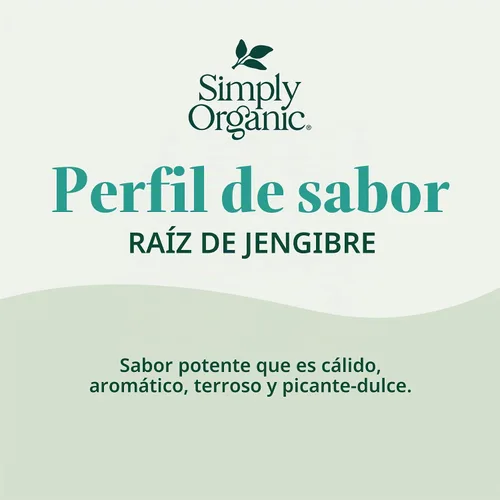 Vista 3 de Simply Organic - Raíz de jengibre orgánica cultivada certificada, contenedor de 1.64-onzas Sin ETO, no irradiado, sin OMG, complementa platos