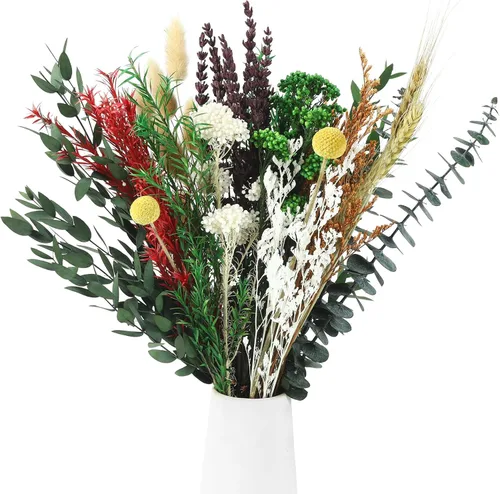 Vista 10 de Ramo de flores secas naturales, 17 pulgadas rústico bohemio para decoraciones de boda de otoño