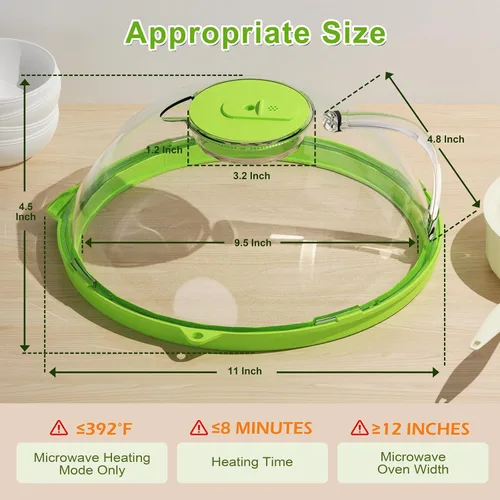 Vista 7 de Cubierta mejorada para salpicaduras de microondas para alimentos, cubierta transparente para microondas con vaporizador de agua, protector