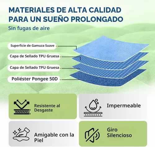 Vista 3 de HiiPeak Almohadilla de dormir para camping, alfombrilla de camping superior de gamuza con almohada, bomba de pie incorporada, almohadillas inflables