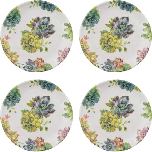 Vista 7 de UP UPware Cactus Garden - Platos redondos de melamina para postre, platos pequeños para servir, para aperitivos, aperitivos y guarniciones, verde, 6