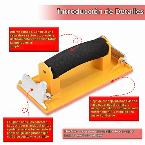 Vista 3 de Lijadora de mano, soporte para papel de lija con mango de esponja, 1