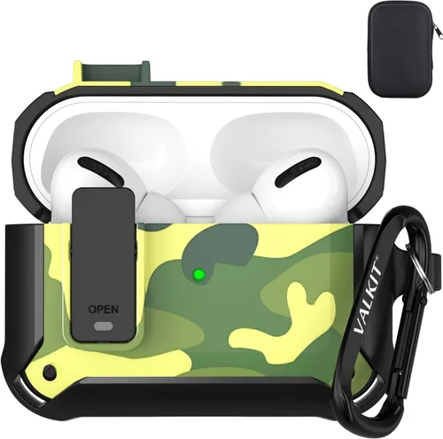 Vista 36 de Valkit Funda para Airpods Pro 2 con cerradura, funda militar de cuerpo completo para AirPod Pro rígida con llavero, funda para Airpods Pro de 2ª/1ª