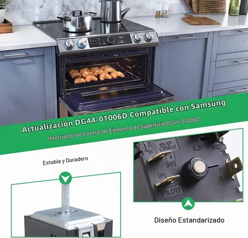 Vista 6 de Interruptor de control de elemento de superficie de estufa DG44-01006D para estufa Samsung – Regulador de energía de reemplazo OEM – Compatible