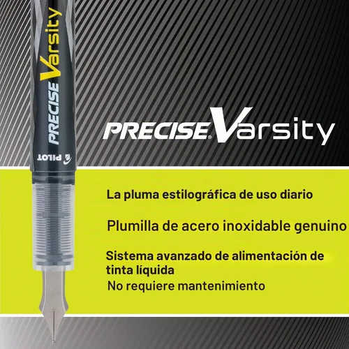 Vista 3 de PILOT Precise Varsity - Plumas fuente precargadas, de punta media de acero inoxidable, tintas negra/azul/violeta, 3 unidades (90022)