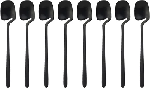 Vista 10 de Juego de cubiertos negros de 24 piezas de cubiertos negros para colgar, utensilios de acero inoxidable, incluye cuchillo, tenedor/cuchara, acabado
