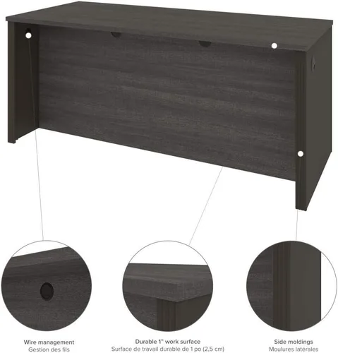 Vista 6 de Bestar Prestige + Escritorio en forma de L con pedestal, 72 W, gris ladrido y pizarra With Pedestal; 1 file drawer; for home office use