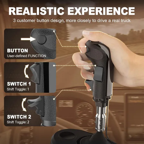 Vista 3 de TOCiTAA USB Truck Simulator Shifter, Gearshift Knob for ATS & ETS2 - Compatible with Logitech G29 G27 G25 G920, Thrustmaster TH8A and Fanatec SQ