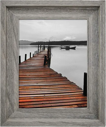 Vista 9 de Eosglac Marco de fotos rústico de 5 x 7 pulgadas, marco de fotos de madera envejecido, color marrón oscuro envejecido, para montaje en mesa o pared