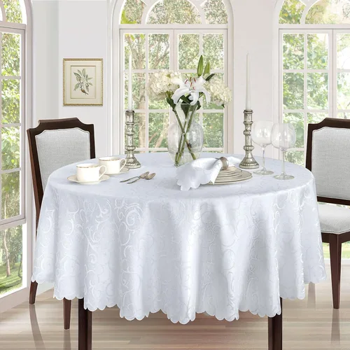 Vista 21 de Newbridge Servilletas de Tela de Damasco Festoneado Portofino para Navidades y Fiestas, Juego de 4, Dorado, Resistente a Arrugas y Manchas, Juego