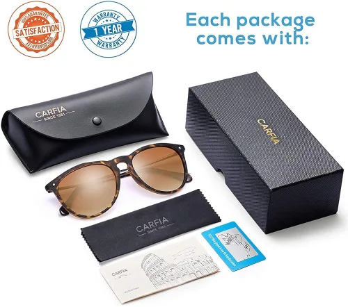 Vista 7 de Carfia Vintage Sunglasses for Women Polarized UV Protection Classic Retro