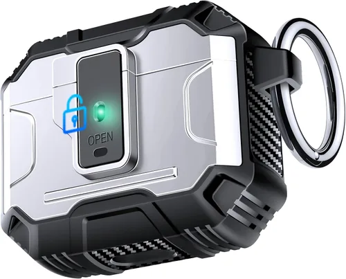 Vista 20 de Amoured AutoPOP - Funda para AirPods Pro de 1ª generación con cerradura y llavero, protección resistente de 360° y mecanismo de apertura de 1 clic