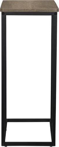 Vista 6 de Household Essentials Mesa auxiliar estrecha industrial Ashwood Marco de metal en forma de C y parte superior rectangular de madera sintética, mesa