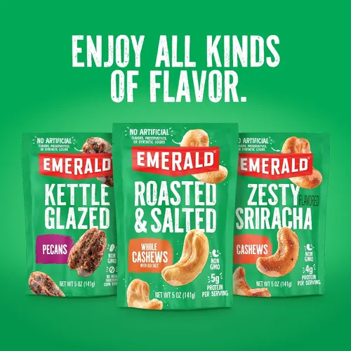 Vista 7 de Emerald Nueces Enteras Tostadas y Saladas (Paquete de 1), Bolsa resellable de 5oz, Proteína a Base de Plantas, Certificada Kosher, Sin GMO, No