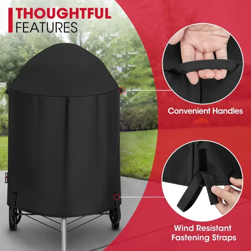 Vista 5 de Unicook Cubierta Redonda para Parrilla de Carboncillo Compatible con Parrilla Weber de 22 Pulgadas, Resistente al Agua, Resistente al
