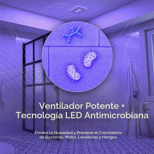 Vista 7 de Broan-NuTone AR110LKVV SurfaceShield Vital Vio Ventilador de escape con alimentación LED Luz blanca y luz violeta, 110 CFM, blanco