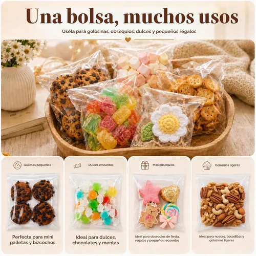Vista 5 de YunKo - Bolsas de golosinas de Halloween, paquete de 200 unidades de 4 x 4