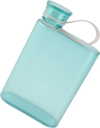 Vista 8 de CHICIRIS Botella de agua portátil a prueba de fugas, diseño rectangular transparente de 12.8 fl oz, frasco de viaje de mano para deportes al aire