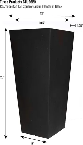 Vista 2 de Tusco Products CTU26BK Cosmo - Maceta alta, color negro, 26 pulgadas