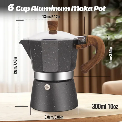 Vista 75 de Cafetera clásica de aluminio para 3 tazas Azul