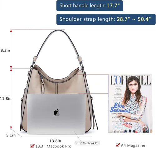 Vista 3 de Realer Bolsos de mano Hobo, bolsos para mujer, bolsos de cuero y bolsos de mano, bolsillos, bolsos cruzados grandes