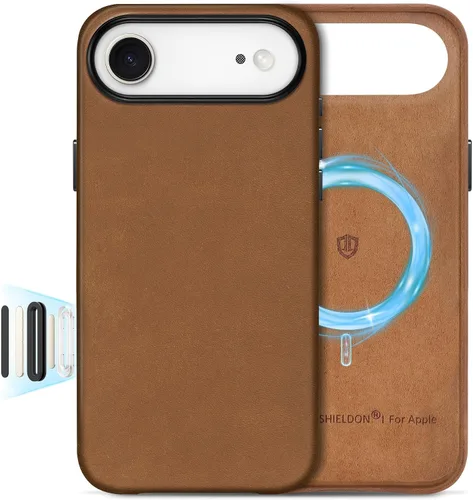 Vista 60 de SHIELDON Funda de piel auténtica para iPhone 17 de 6.3" 2025, color negro