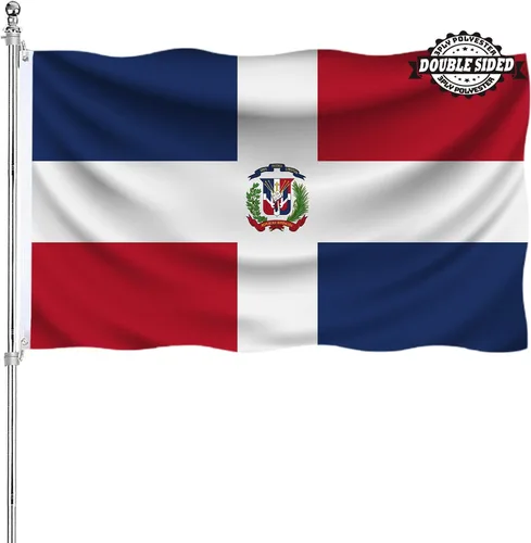 Vista 8 de Bandera albanesa de Albania 3x5 doble cara para exteriores, banderas nacionales del país de alta resistencia de 3 capas de poliéster con 2 ojales