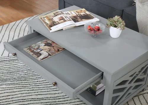Vista 7 de Alaterre Furniture Coventry - Mesa de centro de madera de 36 pulgadas de ancho, color gris Rectangular Living Room Table, 2-Tier Center Table