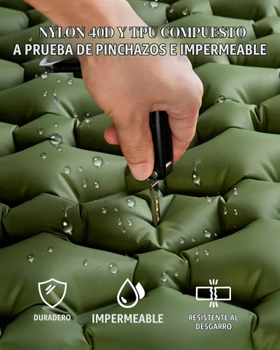 Vista 4 de Almohadilla de dormir de camping AKSOUL: Colchón de aire autoinflable ultraligero y compacto, almohadilla inflable ligera conectable con bomba