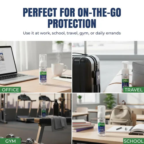 Vista 5 de Everest Microbial Defense 24 Hour Defense Foaming Hand Sanitizer – Alcohol Free & Fragrance Free – Moisturizing Travel Size Pump for Sensitive Skin