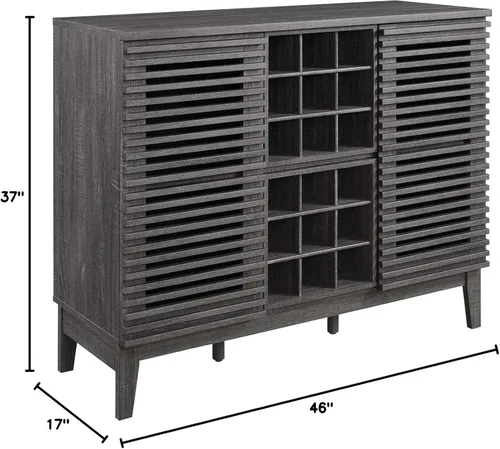 Vista 3 de Modway Render Mid-Century - Armario moderno para bar de vinos, color carbón, 17 x 46 x 37 pulgadas