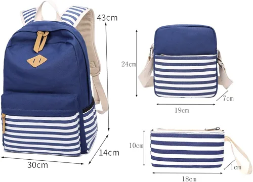 Vista 8 de Abshoo - Mochila de lona a rayas mochilas de adolescentes para niñas mochila escolar
